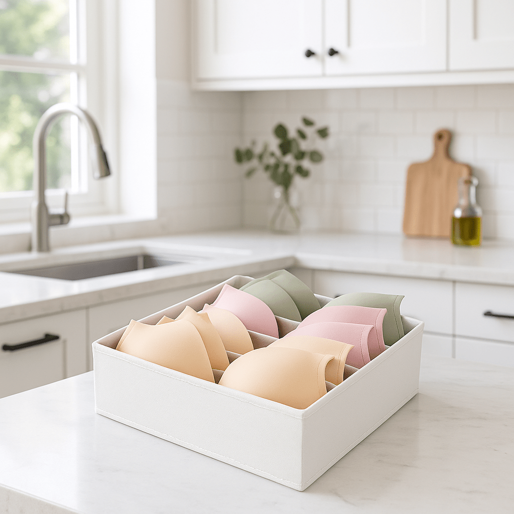 panier panisousvet 6 grilles blanc rempli sous-vêtements