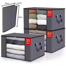 panier rangement gris fenêtre vision avant fermeture éclair dessus pliable trois tailles 35Litres 60Litres 90Litres