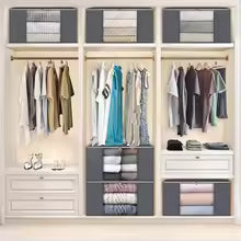 panier rangement gris fenêtre vision avant fermeture éclair dessus rangement vêtements penderie